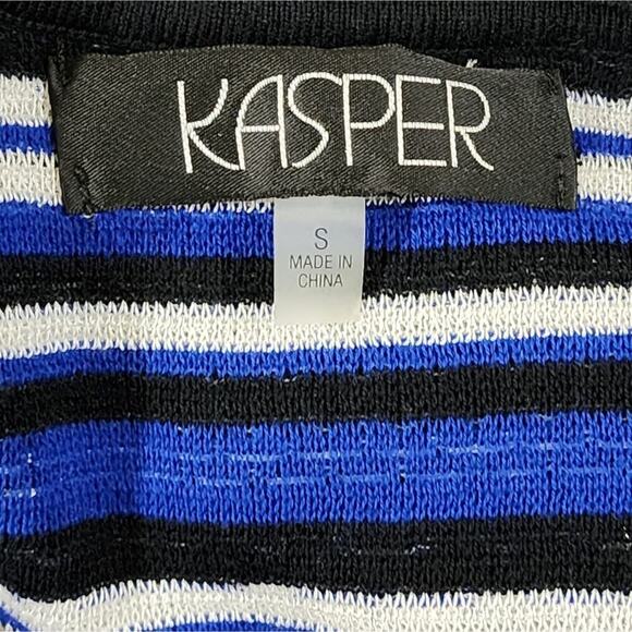 Kasper blue and white striped heavy weight long cardigan sweater size small - Picture 5 of 6